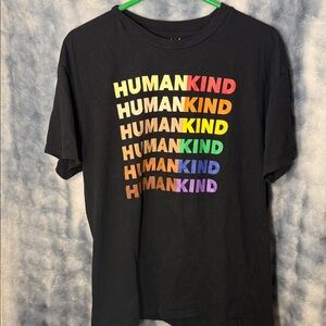Celebrate It Black Tee with Rainbow Humankind Print